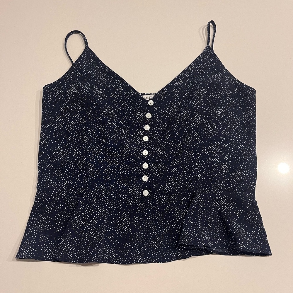 Heartloom Navy Blue Speckled Button-Front Peplum Tank
